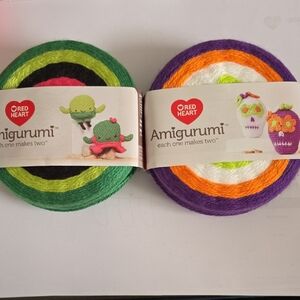 Red Heart Amigurumi Yarn - Green, Black, Purple, Orange, White